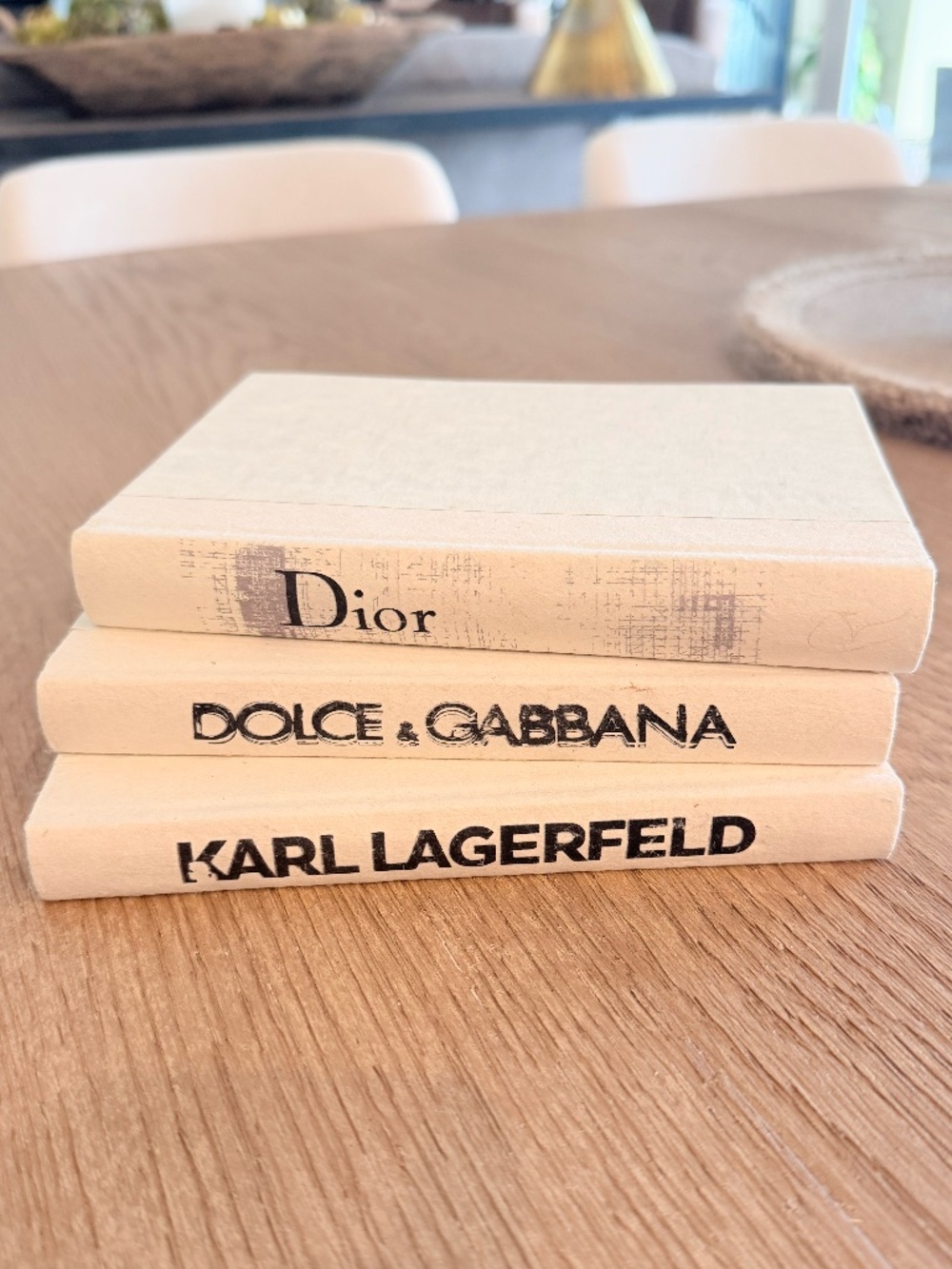 Set of 3, Vintage White Small Decorative Books